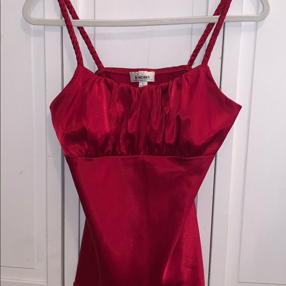 Vintage Red Silky Top 90s/Y2k